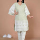 Miravan Women's Green Embroidery Chikankari Kurta And Palazzo | Swadesiicart