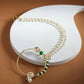 Gold-Polished White Green Kundan-Studded Pearl Beaded Nosepin - Ruby Raang | Swadesiicart