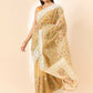 Beige Organza Floral Embroidered Saree with Unstitched Blouse Piece - Roozal