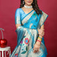 Jyoti Fashion Women's Sky Blue Paithani Silk Zari Woven Saree with Blouse | Swadesiicart