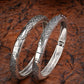 NVR Women's Set of 2 Silver-Toned German Silver Peacock Design Oxidised Kada Bangle - Swadesiicart