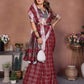 Aastha Fashion Red Linen Weaving Saree