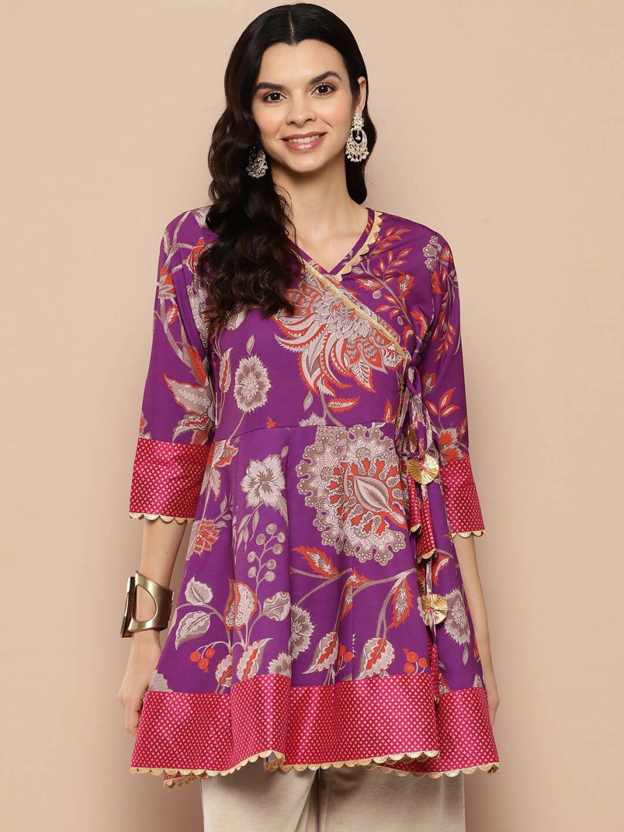Ahalyaa Women's Traditional wear Tunic - Purple | Swadesiicart