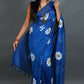 Exclusive Collection Blue Pure Cotton Saree With Sunflower Design - Swadesiicart