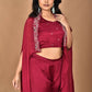 Morchari Women And Hand Embroidery Palazzo Set-Magenta - Swadesiicart