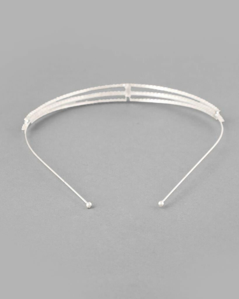 VOJ Silver Plated AD Stone Studded Hair Band | Swadesiicart