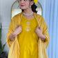 The52 Yellow Women's Beautiful Embroidered Rayon Fabric with Straight Kurta, Pant and Dupatta Set - Swadesiicart