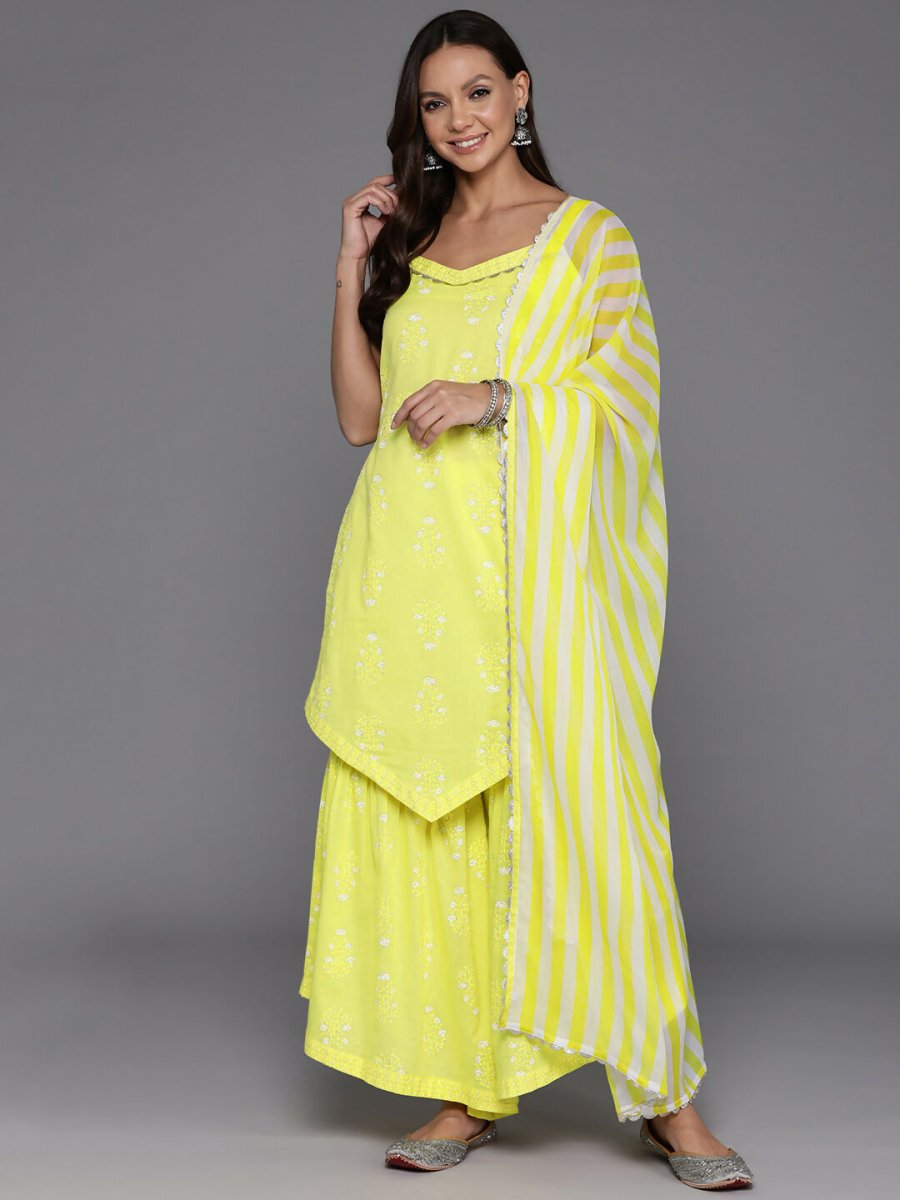 Ahalyaa Women's Traditional wear Kurta Set - Yellow | Swadesiicart