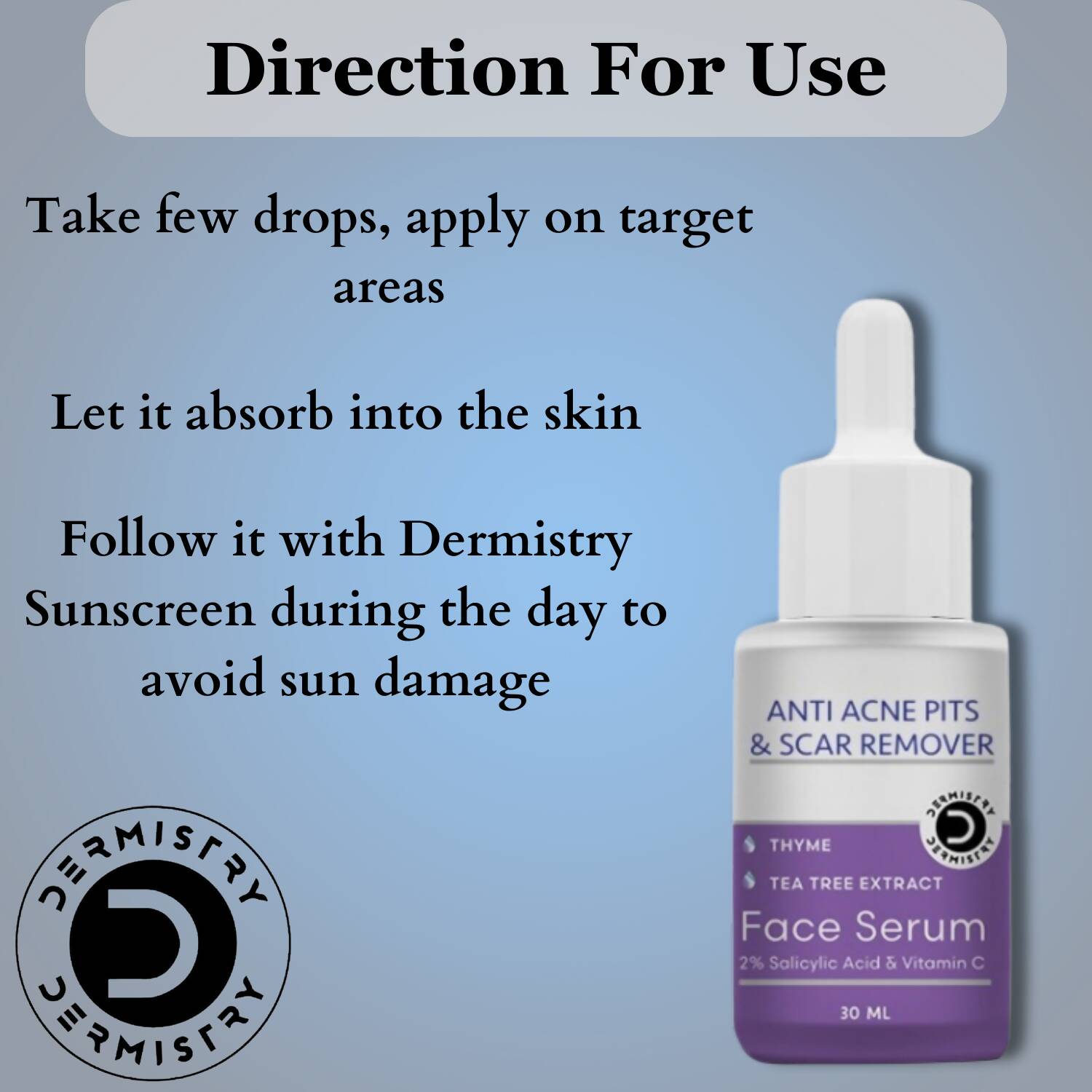 Dermistry Salicylic Acid Anti Acne Face Serum & Anti Acne Foaming Face Wash - Swadesiicart