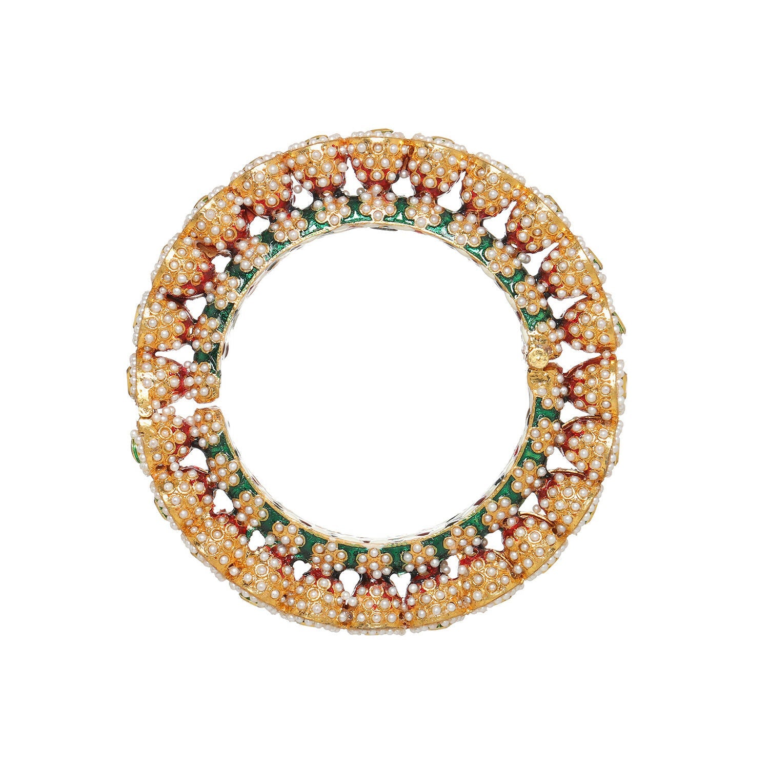 Meenakari and Jadau Bangle (Multi Color) - Ruby Raang - Swadesiicart