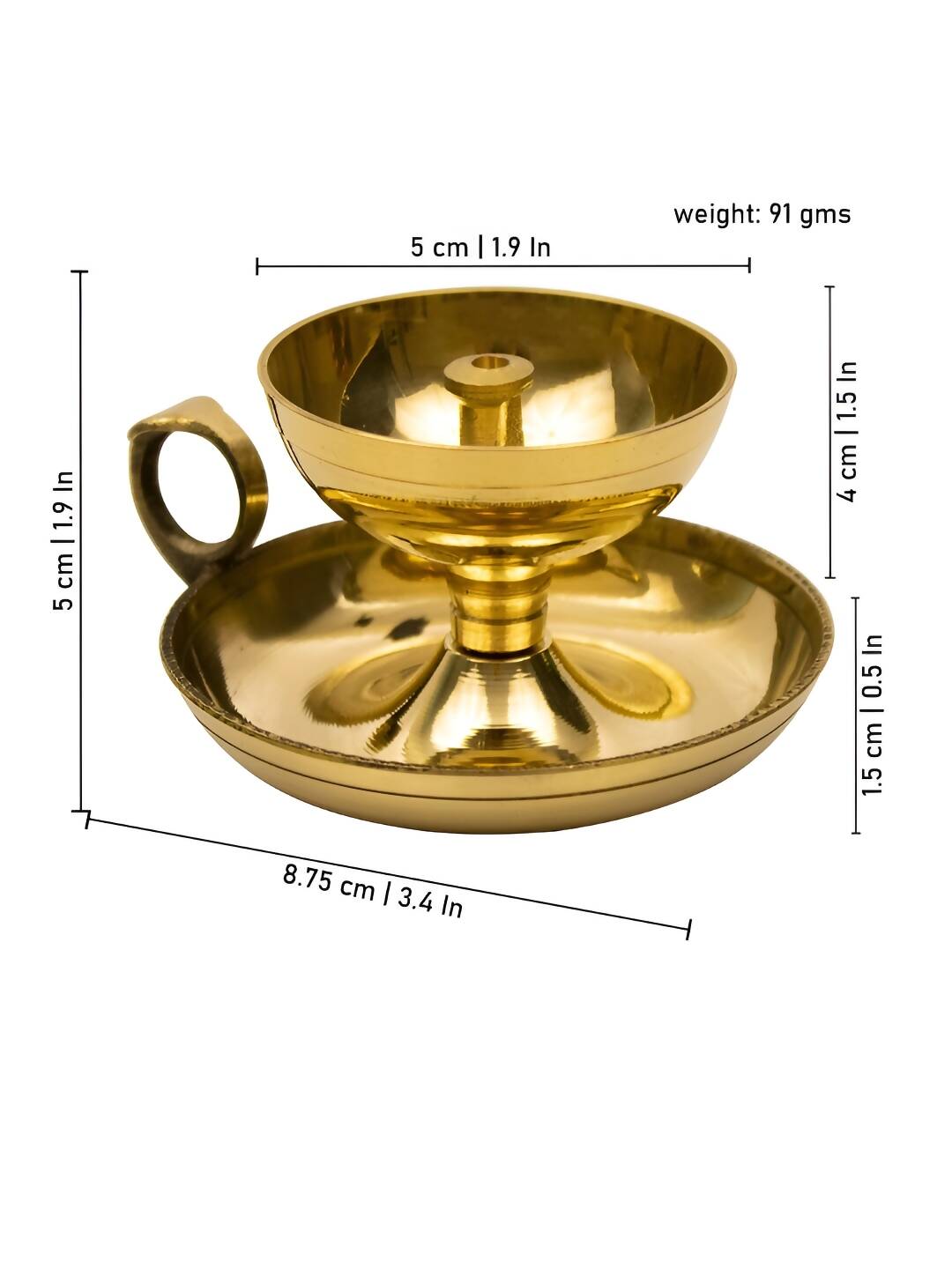 Spillbox Gold-Toned Brass Nandha Sampat Diya Pooja Essential | Swadesiicart