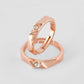 VOJ Stainless Steel Cubic Zirconia Rose Gold-Polished Adjustable Ring Set for Couple | Swadesiicart
