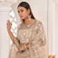 Aastha Fashion Dusty Chiku Butterfly Net White Cotton Thread Work, Zari Work And Sandwich Sequence Work Embroidery Wedding Wear Lehenga Choli