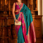 Blue Soft Banarasi Paithani Copper Zari Weaving Saree With Unstitched Blouse Piece - Jodha | Swadesiicart