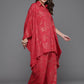 Ahalyaa Women Floral Printed Tunic with Palazzos - Red Color | Swadesiicart