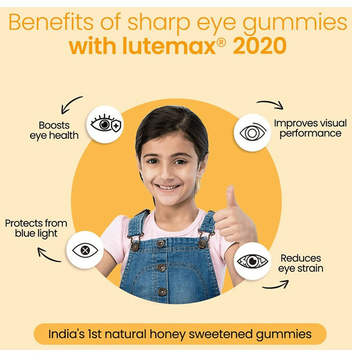 Zingavita Sharp Eye Gummies with Honey for Kids (2+ years) - Cranberry Flavor | Swadesiicart