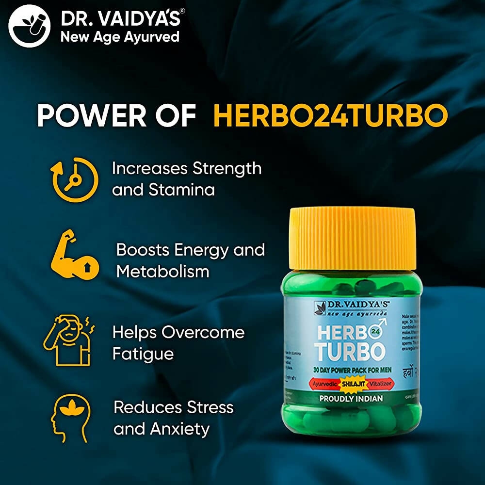 Dr. Vaidya's Herbo 24 Turbo Capsules For Men | Swadesiicart