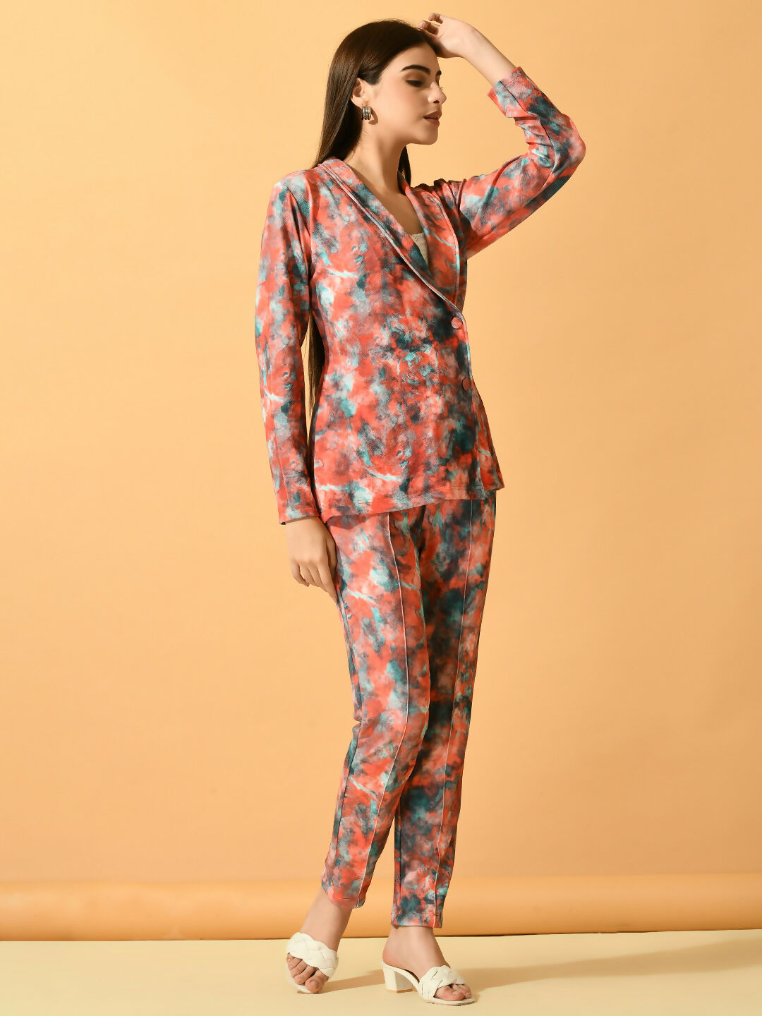 Myshka Women's Multi Printed Coat With Trousers - Swadesiicart