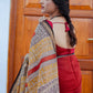 Zibaa Hand-Blocked Pure Maheshwari Silk Red Saree | Swadesiicart