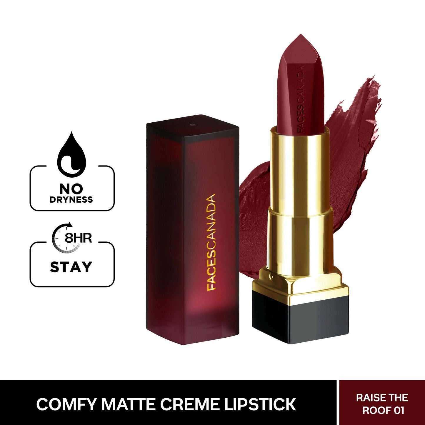 Faces Canada Comfy Matte Creme Lipstick - Raise The Roof 01 - Limited Time Offer - Swadesiicart