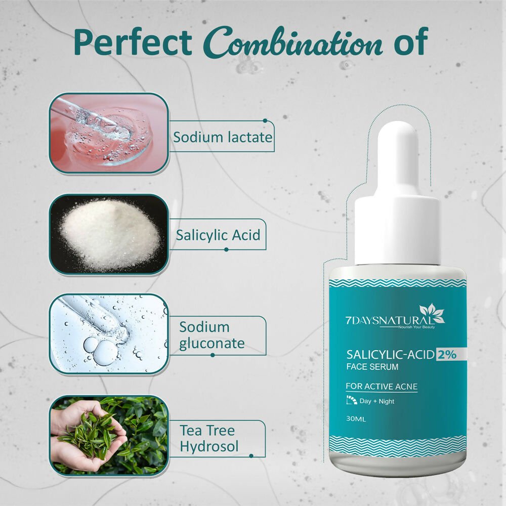 7 Days 2% Salicylic Acid Serum for Acne, Blackheads & Whiteheads Removal - Swadesiicart