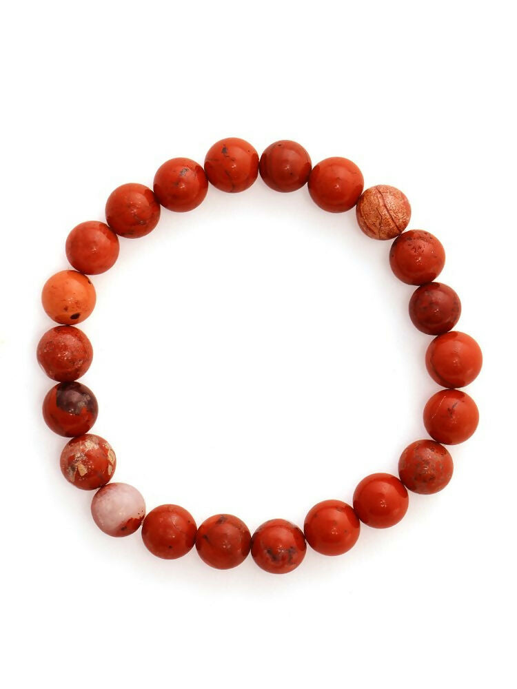 Red Jasper Elastic Bracelet - Ruby Raang | Swadesiicart