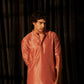 Red viscose Chikankari Embroidery Work Men's Traditional Kurta Set - Mahotsav | Swadesiicart