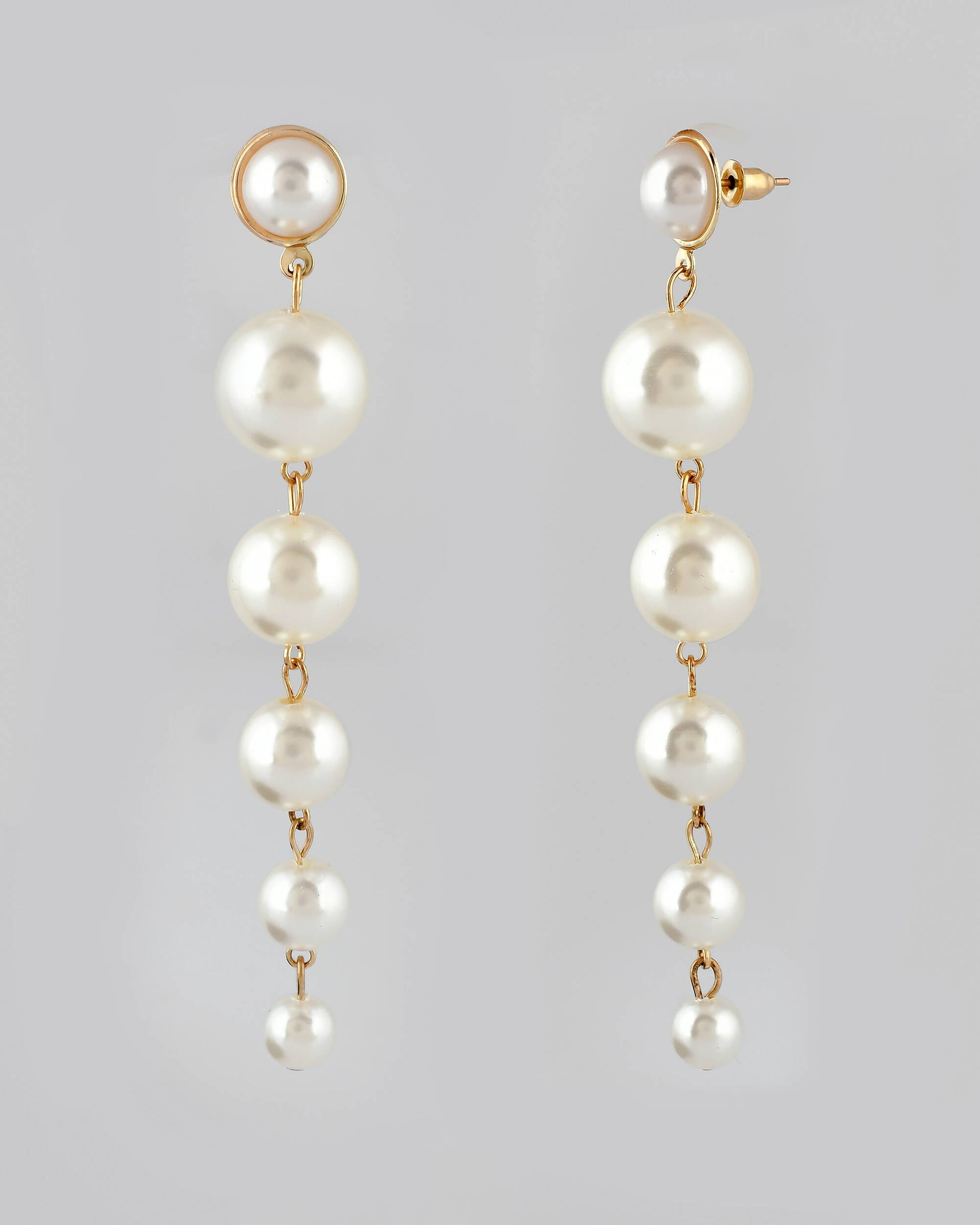 VOJ Women Gold Tone Pearl Stainless Steel Drops & Danglers Earrings - Swadesiicart