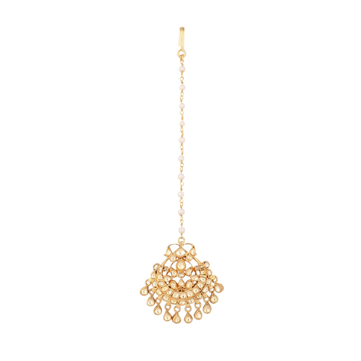 Nuyug 22K Gold Plated Kundan Drop Maang Tikka | Swadesiicart
