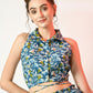Myshka Women's Blue Printed Top With Shorts - Swadesiicart