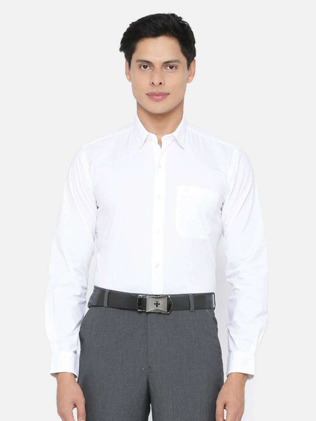 Ramraj Cotton Mens Full Sleeve Formal 100 % Cotton White Shirt | Swadesiicart