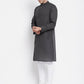 Even Apparels Grey Pure Cotton Men's Kurta With Band Collar | Swadesiicart