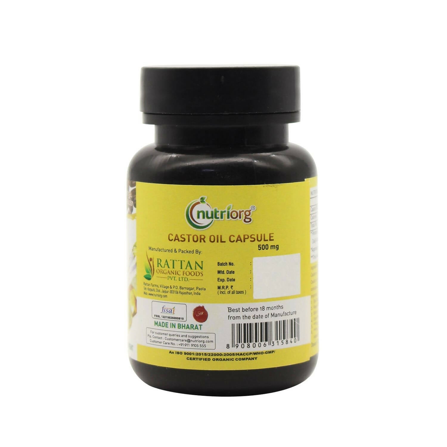 Nutriorg Castor Oil Soft Gel Capsules - Swadesiicart
