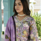 Vaasva Women's Purple Tissue Gota Embroidered Suit Set With Solid Pant And Embroidered Dupatta | Swadesiicart