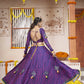 Blue Rayon All over Print with Embroidery Patch Work Navratri Lehenga Choli with Dupatta - Raas