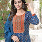 BulBul Aaliya Navy Cotton Kurta Set with Dupatta - Swadesiicart