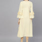 Ahalyaa Cream Crepe Angarkha Style Ruffled Kurta For Women | Swadesiicart