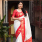 Red Silk Zari Woven Saree with Unstitched Blouse - Hiral Fashion | Swadesiicart
