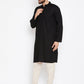 Even Apparels Black Pure Cotton Band Collar Men's Kurta | Swadesiicart