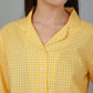 Breathables Women Cotton Checks Night Suit Shirt And Pants Co-Ord Set I Night Wear-Yellow