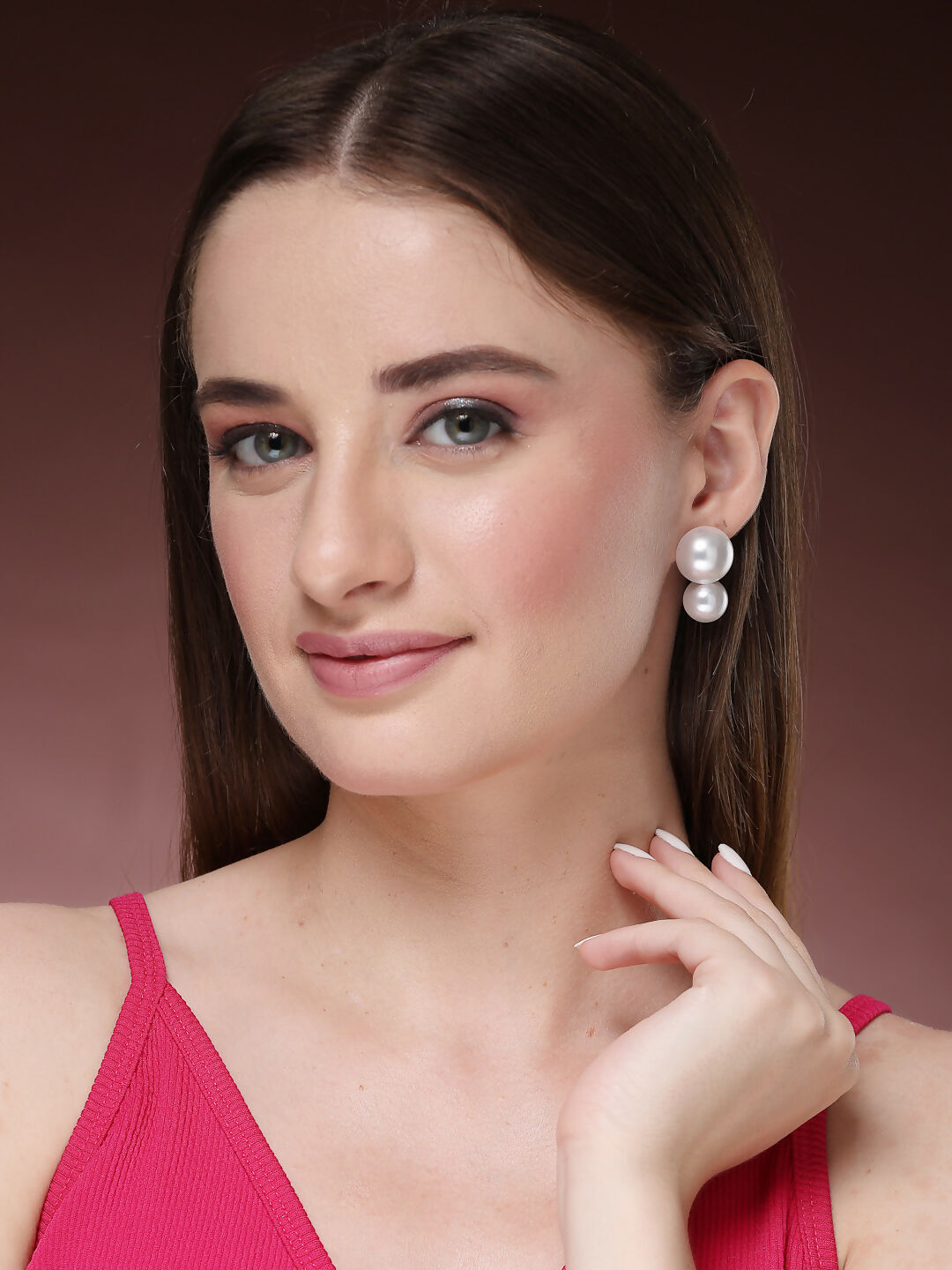 NVR Women's White Pearl Gold-Polished Circular Drop Earring | Swadesiicart