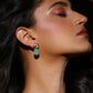 Gold-Polished Contemporary Kundan Drop Earrings - Ruby Raang | Swadesiicart