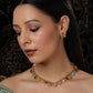 Multi Colored Stone in Gold Choker with Earrings (Multi Color) - Ruby Raang | Swadesiicart