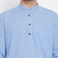Even Apparels Blue Pure Cotton Men's Kurta With Band Collar | Swadesiicart