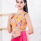 Joban Fashion Yellow Bandhani Sleeveless Back Open Blouse - Swadesiicart
