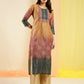Orange Chinon Digital Printed With Hand Work Kurta - Himanshi - Swadesiicart