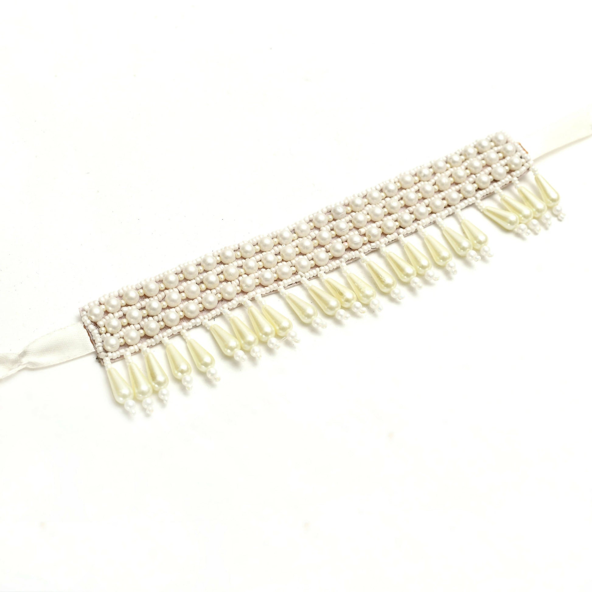 Mominos Fashion Johar Kamal Off White Handicraft Pearls Necklace with Earrings For Women - Swadesiicart