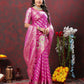 Lorenvalley Fashion Magenta Soft Silk Woven Design with Zari Weaving Leheriya Design Saree - Swadesiicart