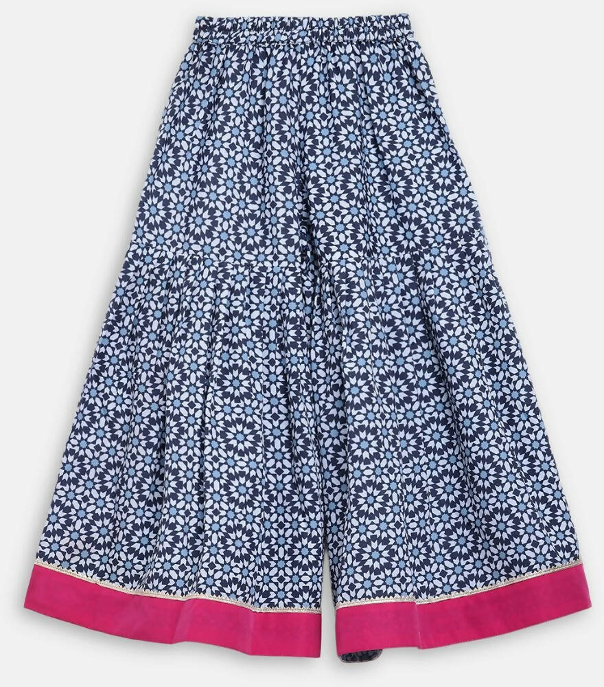 Ahalyaa Multi Crepe Printed Kids Kurta Sharara Set With Dupatta For Girls | Swadesiicart