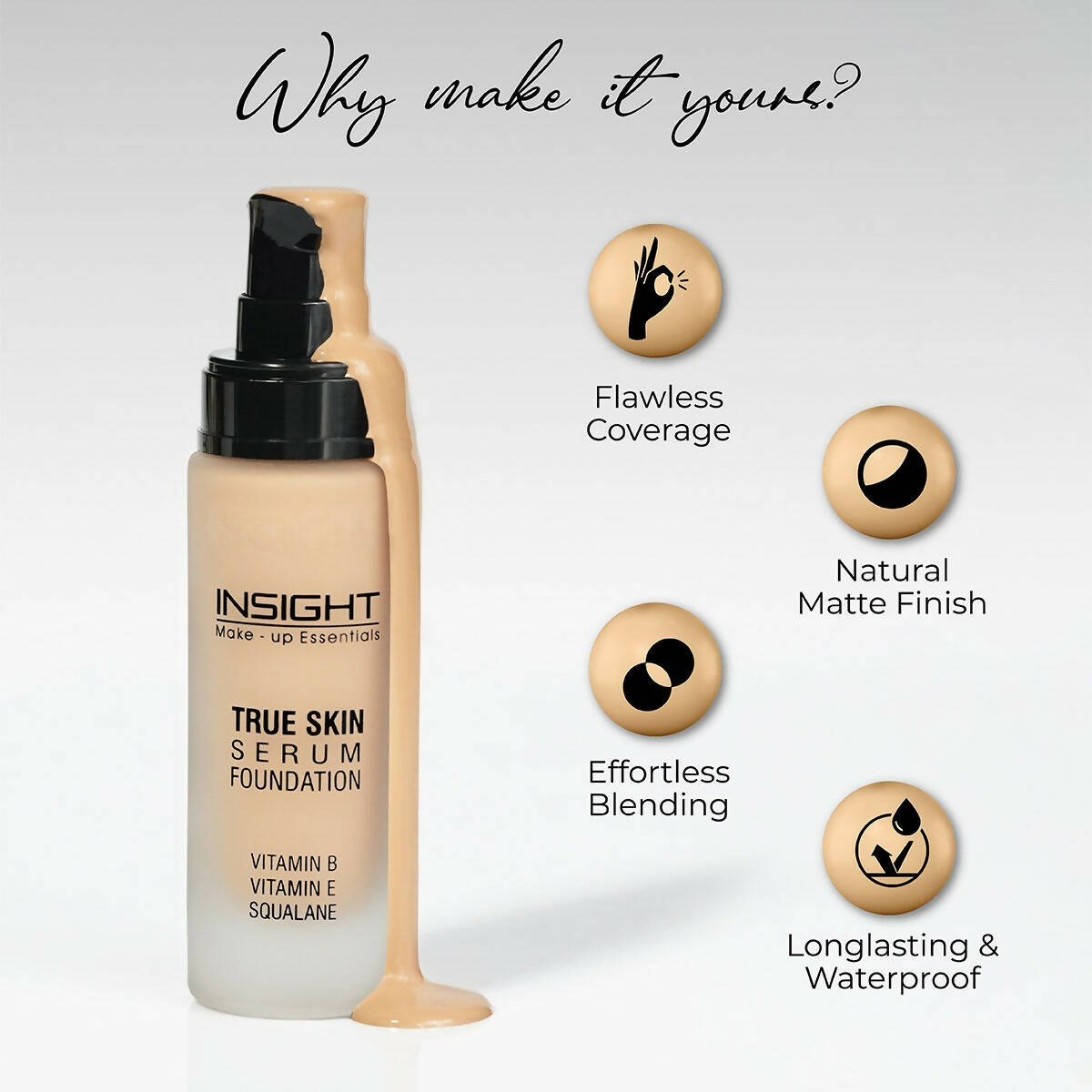 Insight Cosmetics True Skin Serum Foundation - LN13 - Swadesiicart